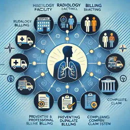 Illustration showing coordination between radiology facility and professional billing components to prevent duplicate billing and ensure compliant claims